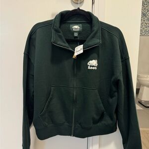 Roots Dark Green Full-Zip Sweatshirt